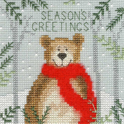 Xmas Bear Counted Cross Stitch Christmas Card Kit by Bothy Threads