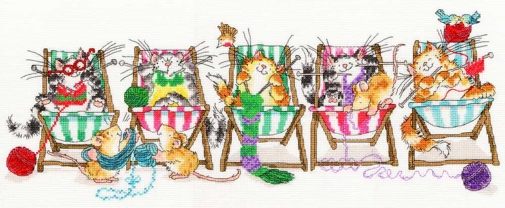 Kitty Knit - Margaret Sherry Designs - Cross Stitch Kit from Bothy Threads