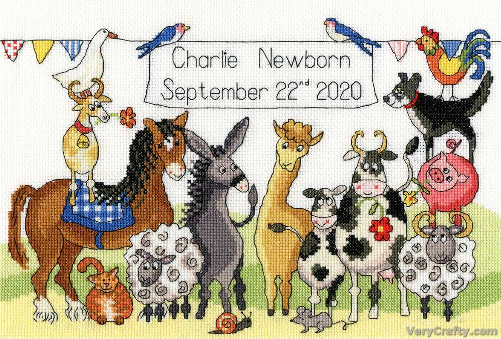 Something To Crow About Birth Sampler Cross Stitch Kit - Bothy Threads