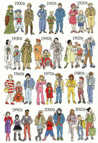 Bothy Threads Fashion Through The Decades Counted Cross Stitch Kit