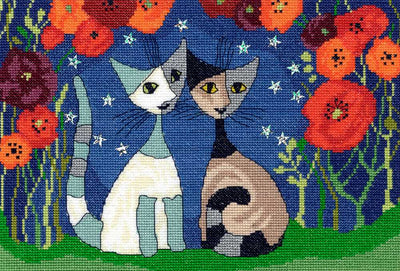 Poppy Nights - Rosina Wachtmeister Cats - Cross Stitch Kit from Bothy Threads