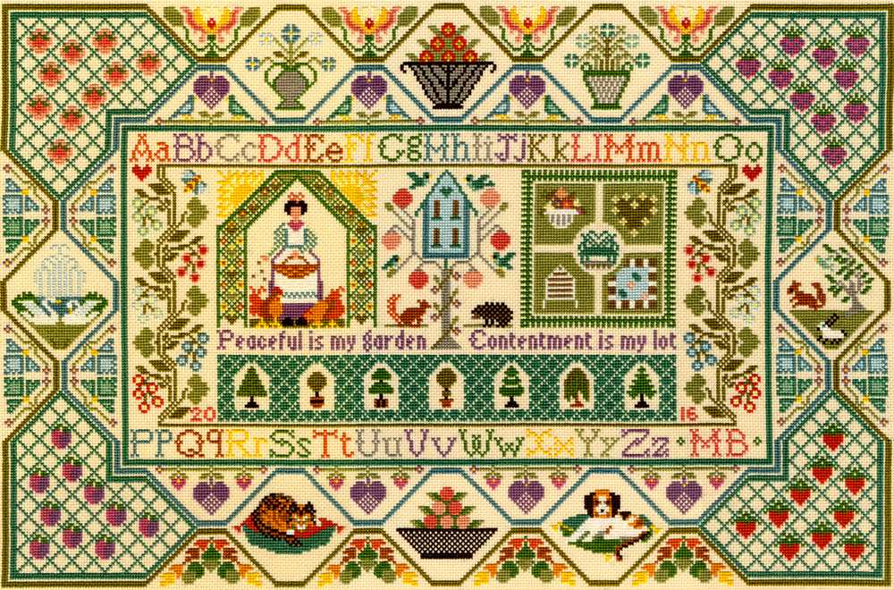 Peaceful Garden - Moira Blackburn Sampler Cross Stitch Kit from Bothy Threads
