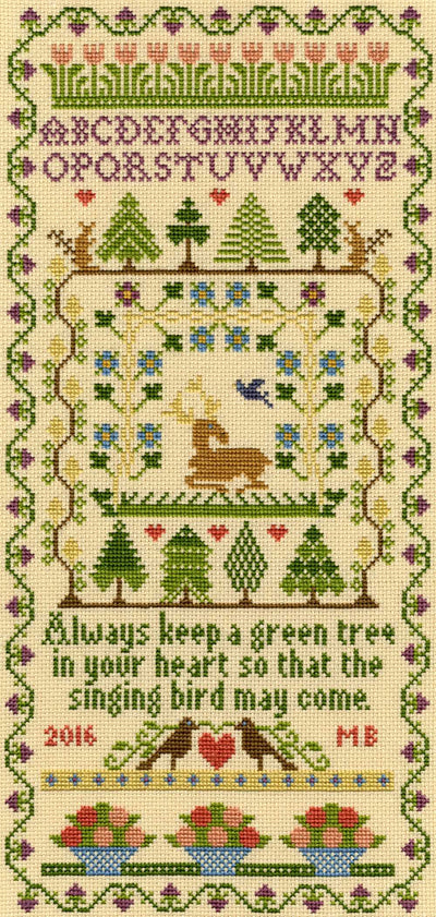 Green Tree-Moira Blackburn Sampler Cross Stitch Kit from Bothy Threads