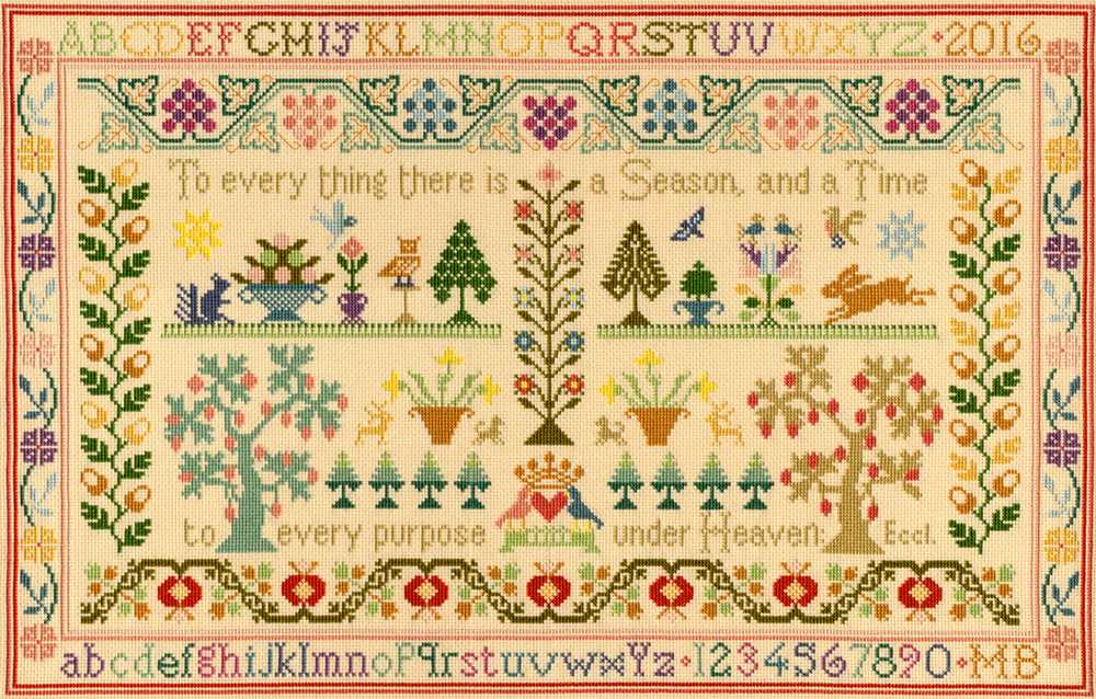 Season and Time  -Moira Blackburn Sampler Cross Stitch Kit from Bothy Threads