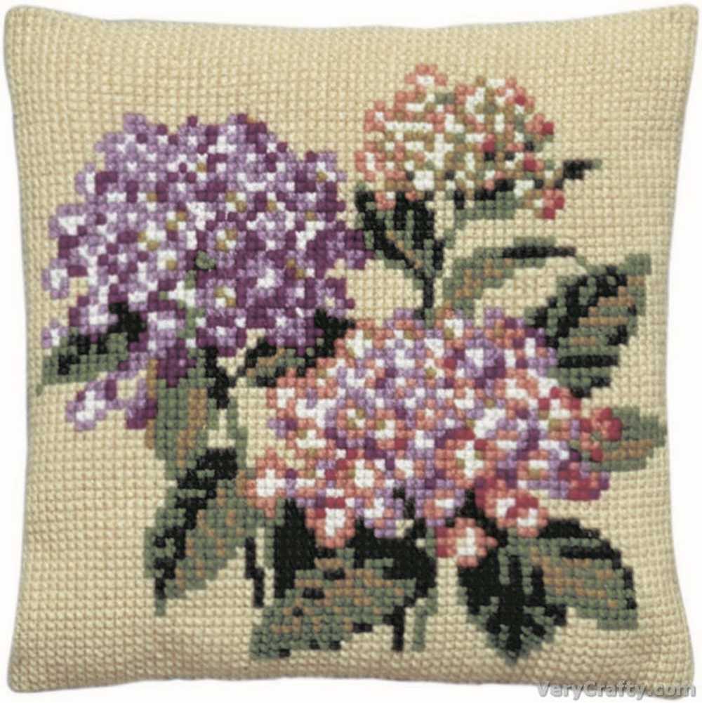 Pako Hydrangea Cross Stitch Cushion Kit