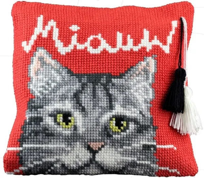 Pako Cat Miauw Cross Stitch Cushion Kit