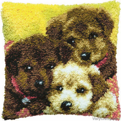Pako Kit 3 X Puppies Latch Hook Cushion Kit