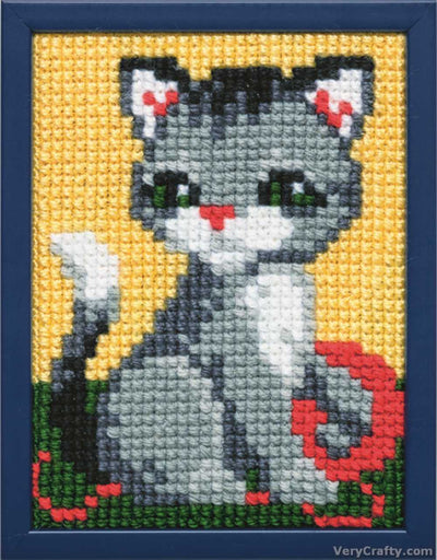 Pako Grey Kitten Beginner  Cross Stitch Kit