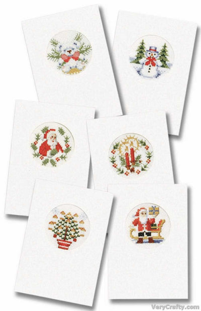 Pako Set Of 6 Christmas Cards  Cross Stitch Kit White