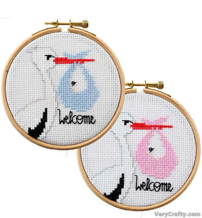Pako -Welcome Stork (Boy or Girl)  Cross Stitch Kit