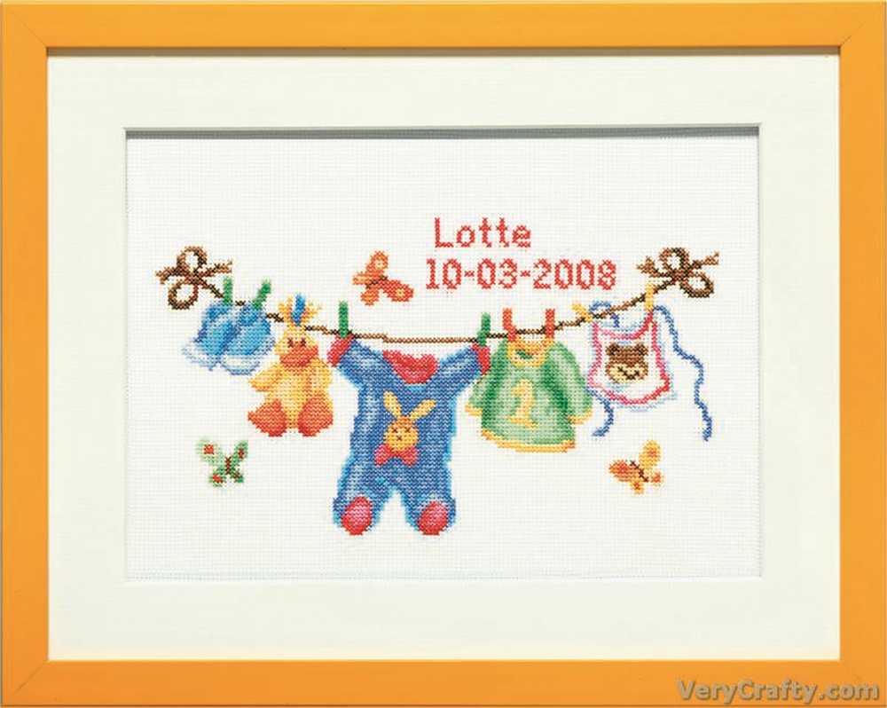 Pako Clothes Line Birth Sampler  Cross Stitch Kit