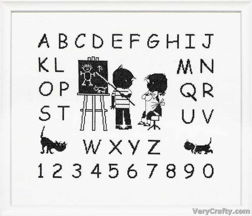 Pako  Black And White Alphabet Sampler  Cross Stitch Kit