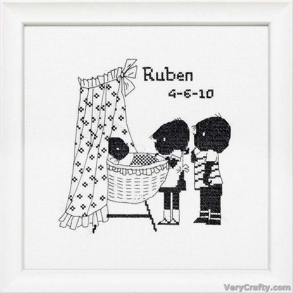 Pako Black And White Birth Sampler Cot  Cross Stitch Kit