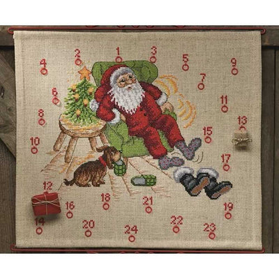 Santa Slippers Advent Cross Stitch Kit - Permin