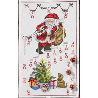 Santa Staircase Advent Cross Stitch Kit - Permin