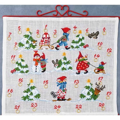 Winter Playtime Advent Cross Stitch Kit - Permin