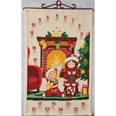 By The Fire Advent Cross Stitch Kit - Permin