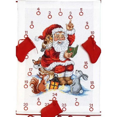 Woodland Santa Advent Cross Stitch Kit - Permin