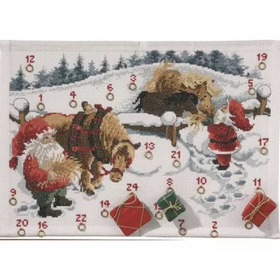 Feeding Horses Advent Cross Stitch Kit - Permin