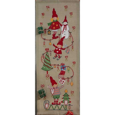 Children & Snowman Advent Cross Stitch Kit - Permin