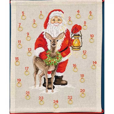 Santa Claus & Deer Cross Stitch Kit - Permin