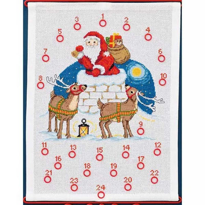 Santa Claus in Chimney Cross Stitch Kit - Permin