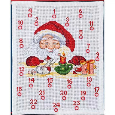 Santa with Mice Advent Cross Stitch Kit - Permin