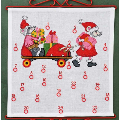 Roller Skate Mouse Advent Cross Stitch Kit - Permin