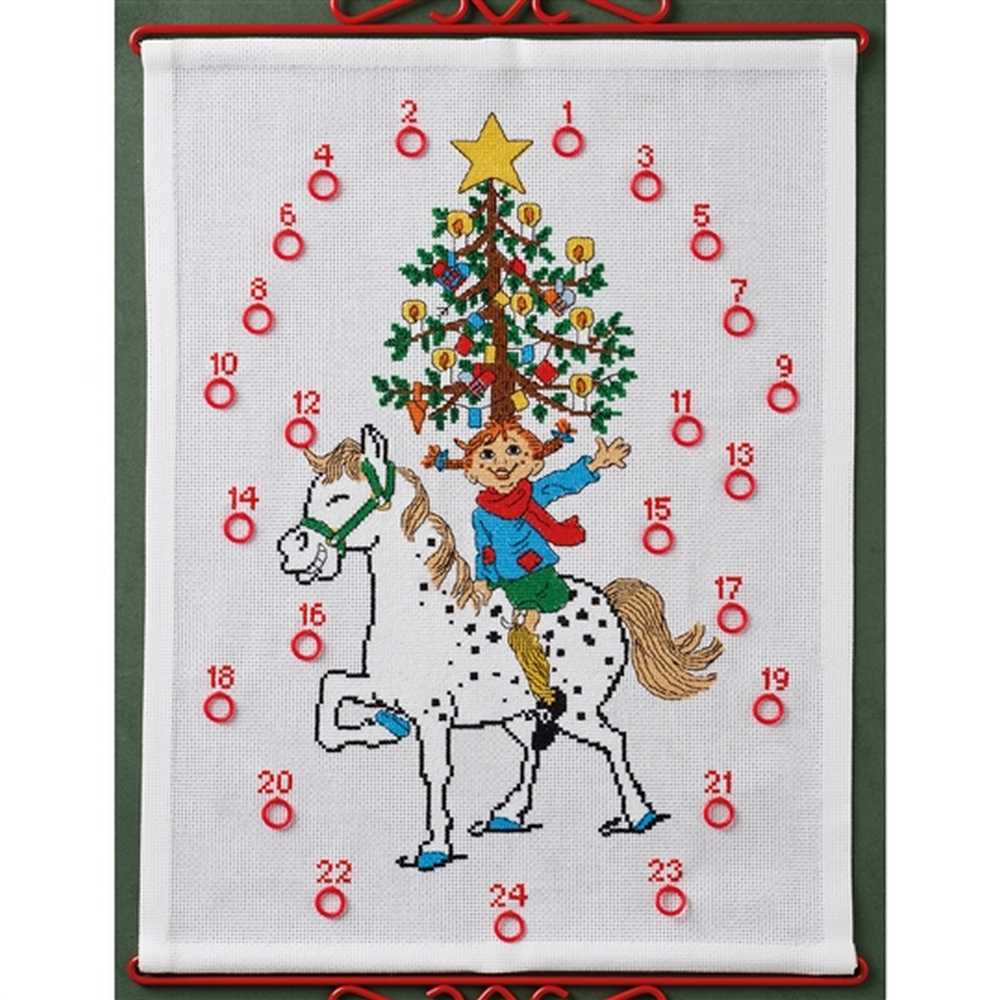 Pippi and Christmas Tree Advent Cross Stitch Kit - Permin