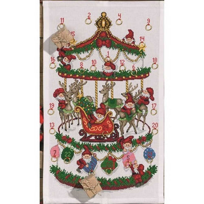 Reindeer Carousel Advent Cross Stitch Kit - Permin