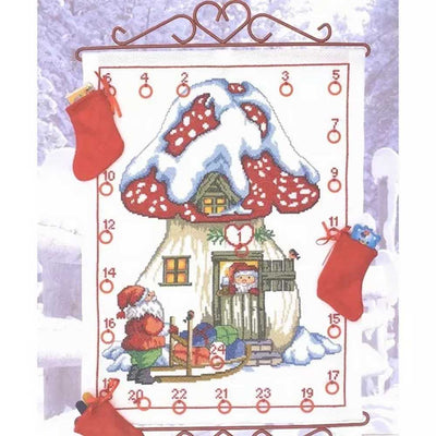 Santa Toadstool Advent Cross Stitch Kit - Permin