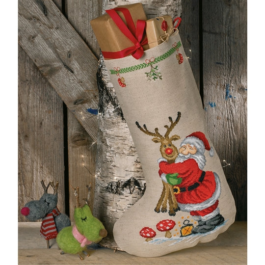 Reindeer Hug Stocking Cross Stitch Kit ~ Permin