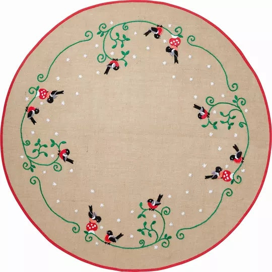 Bullfinch Christmas Tree Skirt Cross Stitch Kit - Permin