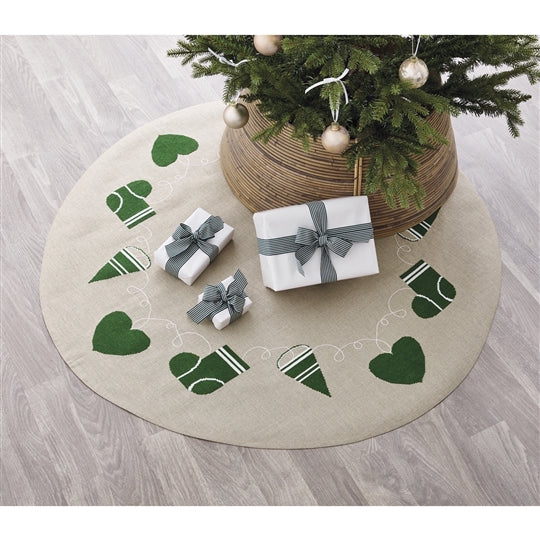Heart & Stocking Tree Skirt Cross Stitch Kit - Permin