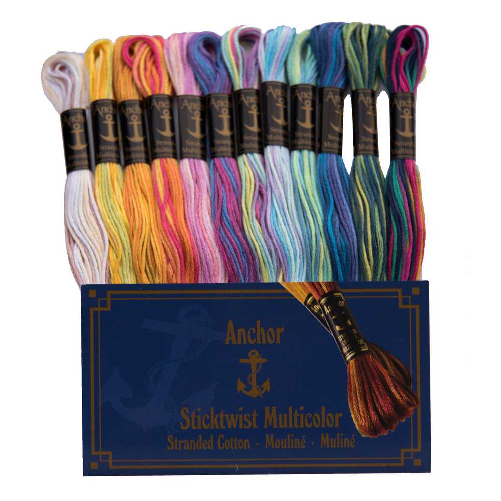 Multi Coloured Stranded Cotton Thread Skein Pack 12 ~ Anchor