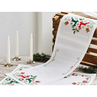 Christmas Reindeer Table Runner Cross Stitch Kit - Permin