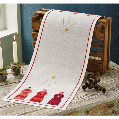 Three Wise Men Red Table Runner Cross Stitch Kit - Permin