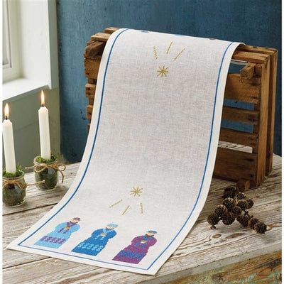 Three Wise Men Blue Table Runner Cross Stitch Kit - Permin