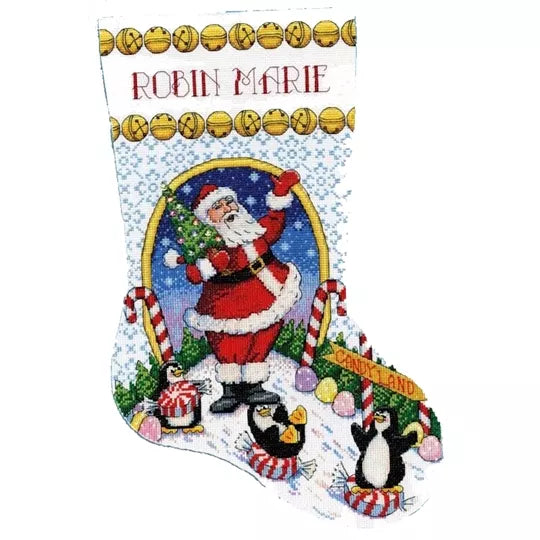 Candy Land Santa Stocking Cross Stitch Kit - Design Works