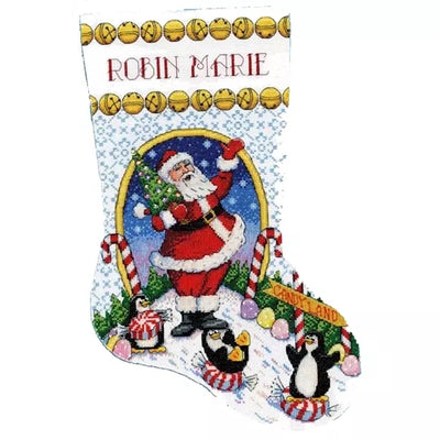 Candy Land Santa Stocking Cross Stitch Kit - Design Works