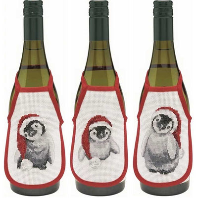 Christmas Penguin Wine Aprons Cross Stitch Kit - Permin