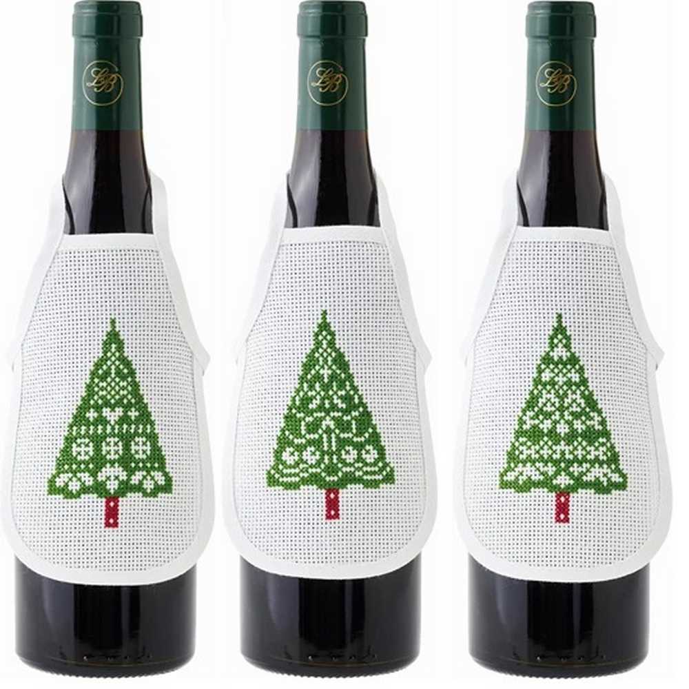 Christmas Tree Wine Aprons Cross Stitch Kit - Permin