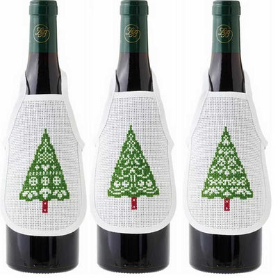 Christmas Tree Wine Aprons Cross Stitch Kit - Permin