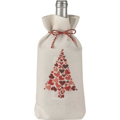 Heart Christmas Tree Bottle Bag Cross Stitch Kit - Permin