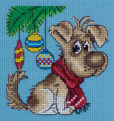 Christmas Pup Cross Stitch Kit ~ PANNA