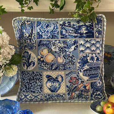 Blue and White China Patchwork ~ Glorafilia Tapestry Needlepoint Kit