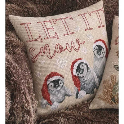 Penguin Let It Snow Cushion Cross Stitch Kit - Permin