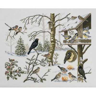 Feeding Birds Cross Stitch Kit - Permin