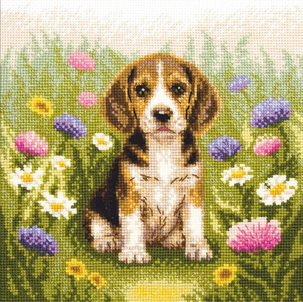 Meadow Pup Cross Stitch Kit - Aine