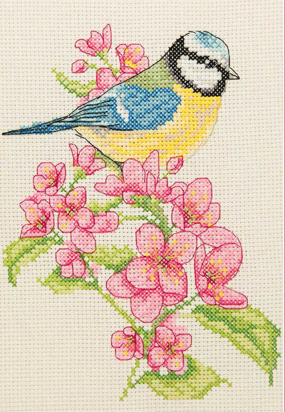Blue Tit and Blossom Anchor Cross Stitch Kit